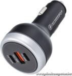  CC69-2C1A 191W Autós Töltő - 2× USB-C PD + USB-A QC3.0, 3A, Fekete (5903396276866)