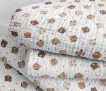  Dupla géz / Muszlin textil - 155 cm - macifej mintás