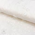  Pamutvászon EMBROIDERY Catchy leaves off white