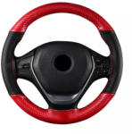 AVEX Husa volan din Piele Neagra Perforata + Carbon Red si ata rosie pentru cusut, marime M, diametru 37 - 39 cm (AVX-T140623-1)
