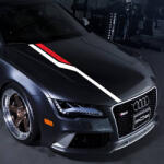 AVEX Set sticker autoadeziv Tuning in doua culori, model Hood Stripes V3 , dimensiune 130 x 10 cm, culoare Rosu + Negru (AVX-TUNING-18)