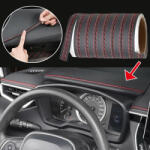 AVEX Banda decorativa pentru interiorul vehiculului, lungime 2m, din piele ecologica, culoare Neagra + cusatura Rosie (AVX-DA105)