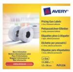 Avery Zweckform Avery Price labels in roll for single end tag holder; permanently; 1500 ethic. /roll; 10 rolls/pack; 12 x 26 mm, white