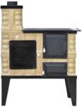 eSemineu Terracotta stove Cream Rustic boot type with cast iron door 8 kW left