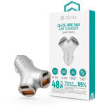 DEVIA Smart Series 48W PD+QC autós gyorstöltő 2xUSB+2xType-C - ezüst - coolmobile