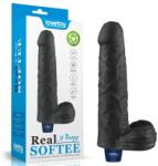 Lovetoy REAL SOFTEE fekete vibrator, herés, akkus -20cm - szexshop