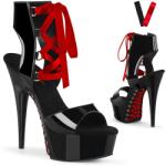 Pleaser fekete szandál szalaggal, DEL600. 37-es - szexshop