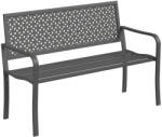 Aosom Kerti pad 2 személyes fém kerti pad háttámlával, időjárásálló, 127 cm 240 kg teherbírás