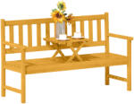 Aosom Fa kerti pad asztallal 149x56, 5x89 cm 2-3 személyes kerti pad, lehajtható középső asztallal, teak szín