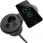 Fellowes Priza Schuko modulara, Filex Power-Spot, incarcator incorporat, USB A+C, cablu ghidaj, negru, Fellowes 681077