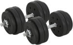 HOMCOM Set de 2 Gantere de 30kg in Total, cu 16 Discuri din Otel si Plastic pentru Antrenament acasa | Aosom Romania (A91-139)