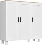 HOMCOM Bufet de Bucătărie din Lemn, Mobilier cu 3 Uși, Rafturi Reglabile, Stil Scandinav, pentru Living, Sufragerie, 90x30x90cm, Alb | Aosom Romania (839-667V80WT) Bufet
