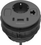 Fellowes Priza modulara Filex Power-Spot, eGST, 80mm, USB-A + 2x USB-C, cablu ghidaj, negru, Fellowes 681173