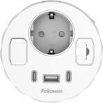 Fellowes Priza modulara Filex Power-Spot, eGST, 80mm, USB-A + 2x USB-C, cablu ghidaj, alb, Fellowes 681174