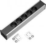 Fellowes Bloc priza modulara eGST, Filex Power Strip, 5 iesiri, aluminiu/negru, Fellowes 681015