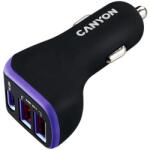 CANYON 3-portos, 2xUSB-A, 1xUSB-C 18W Autós Töltő, fekete-lila (CNE-CCA08PU)