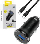 Blavec autós töltő BS-01B-C Road - USB + C típus - QC 3.0 18 W PD 20 W C típus - C típus kábellel (CCBS01BCR-UCB) fekete