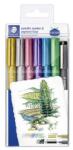 STAEDTLER Marker decorativ, 1-2 mm, vârf conic, STAEDTLER "8323", 6 culori metalice diferite, cadou: pix cu cerneală neagră, 7 buc