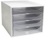 Exacompta Cutie pentru depozitare documente, plastic, cu 4 sertare, EXACOMPTA "Ecobox Office", gri-transparentă Dulap arhivare