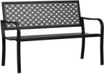 AOSOM Fém kerti pad 2 személyes kerti pad virágmintás háttámlával időjárásálló acél 127x63x83 cm fekete
