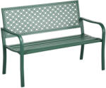 Aosom Fém kerti pad 2 személyes kerti pad háttámlával, időjárásálló acél 127x63x83 cm zöld
