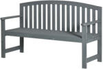 Aosom Fa kerti pad 2 személyes kerti pad háttámlával időjárásálló 240 kg teherbírás 143x51x85 cm szürke