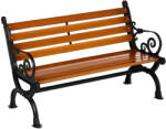 Aosom Kerti pad fém-fa kombináció 120x64x79 cm 2 személyes kerti pad öntött alumínium vázzal, teak