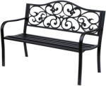 Aosom Fém kerti pad 2 személyes elegáns kerti pad 240 kg teherbírás 127x60x89 cm fekete