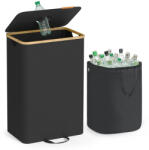 SONGMICS Szelektív hulladékgyűjtő pet palackoknak, 100 L, fekete (RRB509B01)