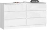  Comodă K140 6sz Clp Pk Alb Lucioasă Comoda
