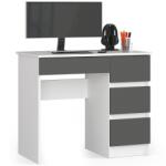  Birou pentru calculator A-7 90 cm dreapta PK - alb-grafit gri