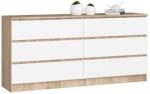  Comodă K160 6sz Clp Pk Stejar Sonoma / Alb Comoda