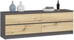  Comodă K160 4sz Clp Pk Grafit Gri / Stejar Artisan Comoda
