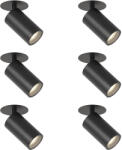 QAZQA 6 darabos modern süllyesztett spotlámpa szett fekete GU10 50mm IP44 - Chels (111279)