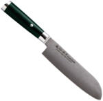 Satake Sword Smith Santoku Prémium Japán rozsdamentes Damaszk konyhakés 61 HRC, 18 cm, micarta markolat (805-612)