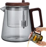 Jovy Ceainic , zZEN PRESS, 650 ml din sticla borosilicata fumurie, cu infuzor din sticla si sistem cu tija