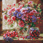 Ideyka Set goblen cu diamante, cu sasiu, Buchet si fructe, 40x40 cm (AMO8314)