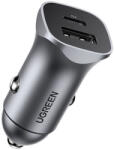 UGREEN CD130 USB-C-USB-A autós töltő, 3A, 30W, szürke
