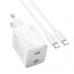 hoco. Incarcator Retea Hoco N42, Super Fast Charging PD45W, 2xTip-C, Cablu USB-C, Alb (Vtk-Acc-3034)