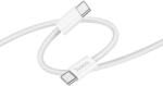 hoco. Cablu Date si Incarcare Hoco X105 USB-C la USB-C 60W 3A, Brodat, 1m, Alb (Vtk-Acc-10231)