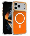 VERTEK Husa din Silicon MagShield Clear Frame, Butoane Metalice pentru Apple iPhone 17 Pro Max, Portocaliu (Vtk-Acc-8854)