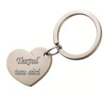  Breloc personalizat metalic in forma de inima gravat cu textul tau