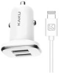  Incarcator Auto KAKU KSC-318, 2 x USB, Incarcare rapida si cablu Lightning, Alb (Clc-Acc-5437)