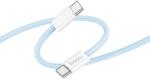 hoco. Cablu Date si Incarcare Hoco X105 USB-C la USB-C 60W 3A, Brodat, 1m, Albastru (Vtk-Acc-10232)
