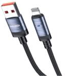 Kakusiga Cablu Date si Incarcare Kakusiga KSC-972 USB-A la Lightning 3A Smart On-Off, Brodat, 1m, Negru (Vtk-Acc-10247)