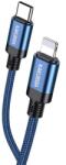 Kakusiga Cablu Date si Incarcare Kakusiga KSC-970 USB-C la Lightning 27W, Brodat, 1m, Albastru (Vtk-Acc-10243)