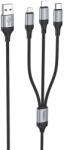 hoco. Cablu Date si Incarcare Hoco X102 USB-A la Lightning / MicroUSB / USB-C 3in1, 2.4A, 1m, Negru (Vtk-Acc-8524)