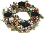 MagicHome Coronita advent naturala din lemn, argintie, 30 cm, MagicHome (8091450)