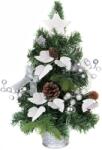 MagicHome Bradut decorativ de Craciun argintiu, impodobit, cu frunze, 40 cm (8091781)