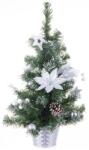 MagicHome Brad decorativ de Craciun MagicHome, argintiu, cu floare, 20 cm (8090995)